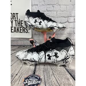 Under Armour Spotlight Pro Football Cleats Men 16 White Black Vides Limited NEW